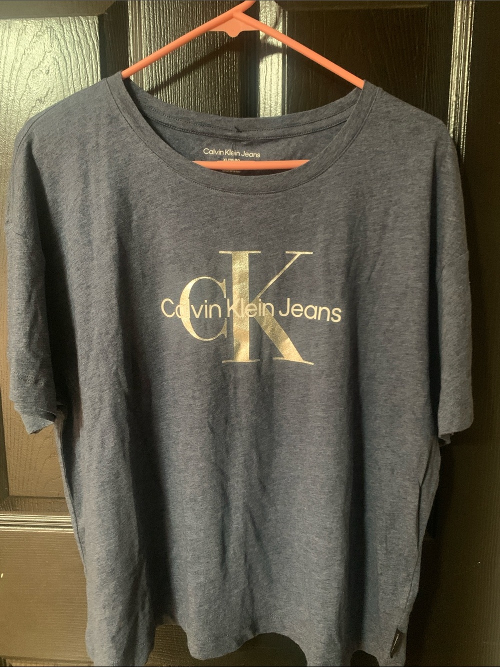 Calvin Klein Jeans navy tee with metallic logo